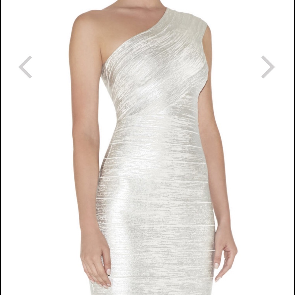 Herve leger Josephine one shoulder foil print - Picture 1 of 4